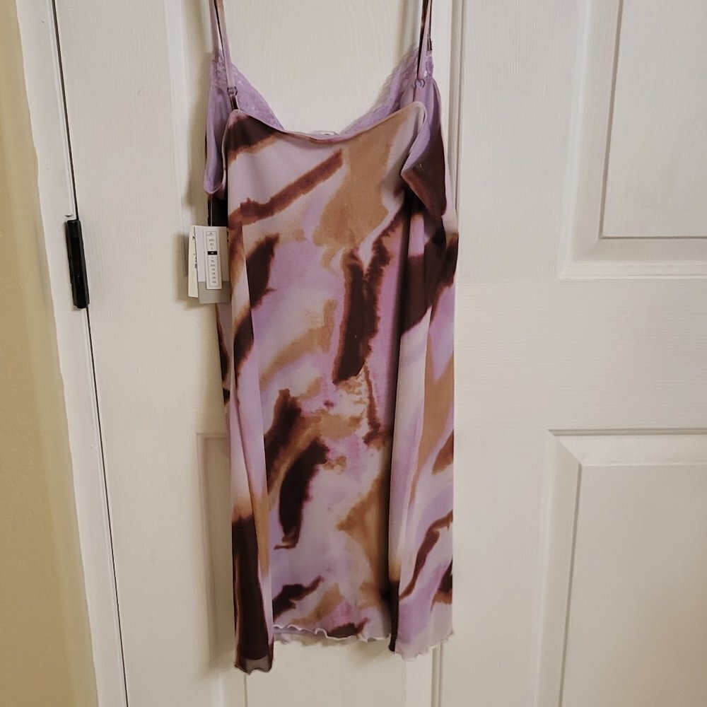 Lace Cami Mesh Minidress in purple mineral abstract Size: Medium NWT - Picture 5 of 12